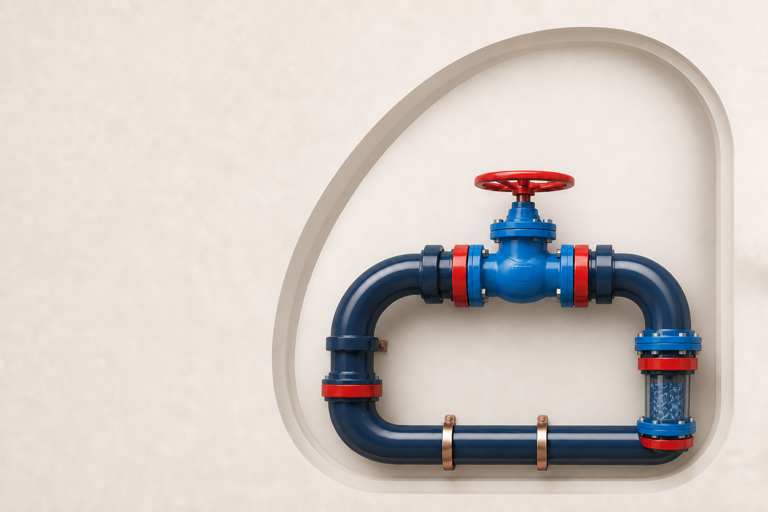 Conceptual closed-loop plumbing system with valve and sealed flow meter